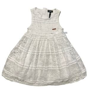 DKNY Baby Girls Sleeveless White Lace Dress Bow with Bottoms Size 24 Month's NEW